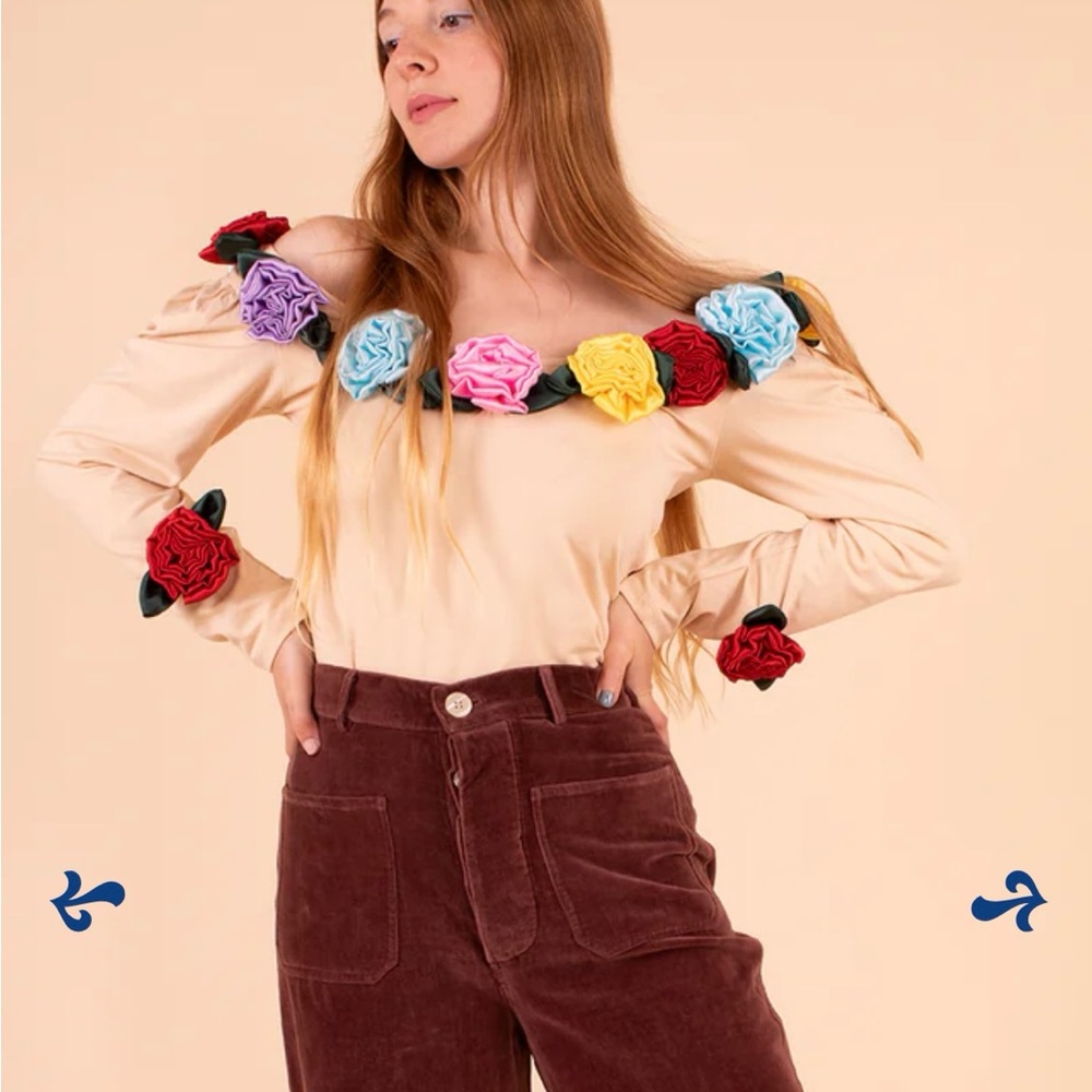 Samantha Pleet Rosette Multi-Colored Persephone Blouse